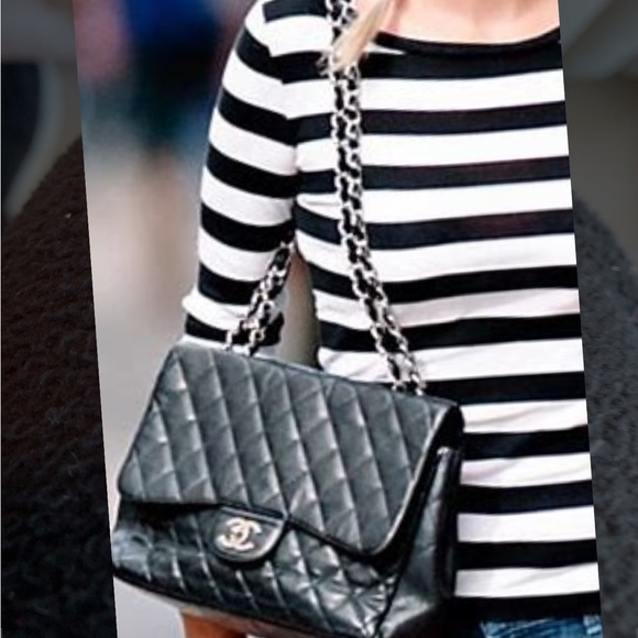 RARE🖤 CHANEL Modern Black Maxi Bijoux Chain Lamb Leather Quilted Flap Silver HW - Picture 2 of 16